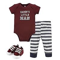 Hudson Baby Unisex Baby Unisex Baby Cotton Bodysuit, Pant and Shoe Set, Boy Daddy, 3-6 Months