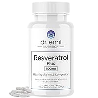 Resveratrol Supplement - Healthy Aging Supplement with 500mg Resveratrol and 100mg Quercetin - Supports Normal Cellular & Cognitive Health, 60 Capsules