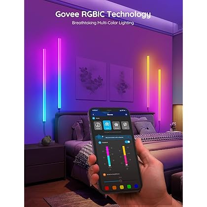 Govee Glide LED Wall Lights, RGBIC Wall Lights, Works with Alexa and Google Assistant, Smart Glide Lively Light Bars for Gaming Room Decor and Streaming, Multicolor Glide Sconces, Music Sync, 6 pcs