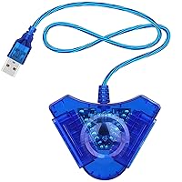OSTENT Blue Dual USB Adapter Converter Cable Cord for Sony PS1 PS2 Wired Controller Gamepad Joystick to PC Laptop