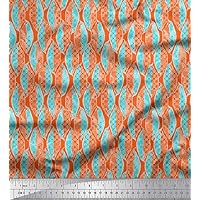 Soimoi Poly Georgette Orange Fabric - by The Yard - 42 Inch Wide - Quatrefoil & Texture Material - Geometric and Textured Patterns for Fashion and Crafts Printed Fabric