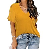 RITERA Plus Size Top for Womens Short Sleeve Shirt Casual Loose Tunic Blouse XL-5XL