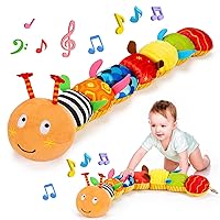 Baby Sensory Caterpillar Toys 0-3 Month Music Animal Stuffed Plush Toy for Infant 0-3-6-12 Month Tummy Time with Crinkle Rattle for Newborn 9-12 Month Texture Toy for Boy Girl Birthday Easter Gifts