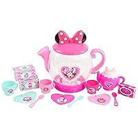 Disney Junior Minnie Mouse Terrific Teapot, Kids Pretend Play Tea Set, 14-Pieces, Kids Toys for Ages 3 Up by Just Play