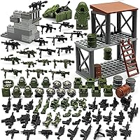 Guns Military Base Post Camouflaged Army Battle Brick Toys Weapon Sets Accessories Compatible with Major Mini Figure for 6-12 Boys Gifts (Camouflage)