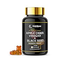 Organic Apple Cider Vinegar Gummies w/ Black Seed Oil & Raw Manuka Honey – Cold-Pressed Cumin Nigella Sativa – 2%+ THYMOQUINONE - ACV Gummies – Anti-oxidant - 1125mg