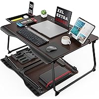 Laptop Desk for Bed, SAIJI XX-Large Foldable Bed Tray Table for Eating Breakfast, Writing, Working, Gaming, Drawing with Storage Drawer, Handrest Bookstand, Tablet Stand, Phone Stand(Black Cherry)