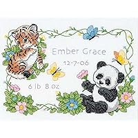 Dimensions Stamped Cross Stitch Kit Baby Animals Birth Record Personalized Baby Gift, 12