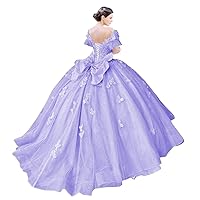Off Shoulder Lace Quinceanera Dresses with Butterfly Appliques Beaded Ball Gown Sparkly Tulle Sweet 16 Dresses