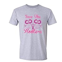 Men's Save Hooters Pink Owl Breast Cancer Ribbon Crewneck Short Sleeve T-Shirt