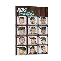 MOJDI Barbershop Poster The Latest Barbershop And Salon Barbershop Posters Children Salon Hair Posters Bar Canvas Painting Wall Art Poster for Bedroom Living Room Decor 16x24inch(40x60cm) Frame-style