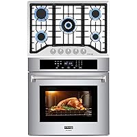 Gasland Gas Cooktop 30 Inch 5 Burners Stainless Steel+30 inch Electric Wall Oven 8 Cooking Function
