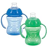 Nuby 2-Pack No-Spill Super Spout Grip N' Sip Cup, Blue and Green (Pack of 24)