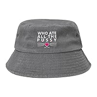 Who Ate All The Pussy Denim Bucket Hats Washed Cowboy Sunhat Fashion Fishing Cap for Men Women