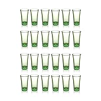 Set of 24 Acrylic Clear Shot Glasses- Thick Base, Sturdy Acrylic, Transparent Design - Perfect for Vodka, Tequila, and Cocktail - Great Gift for Men, Husband (24 Piece/Green)