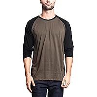 VICTORIOUS Men's Baseball Raglan Tee Shirt 3/4 Sleeves Jersey