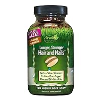 Irwin Naturals Longer, Stronger Hair and Nails - Promotes Vibrant Shine Texture & Strength - 120 Liquid Softgels