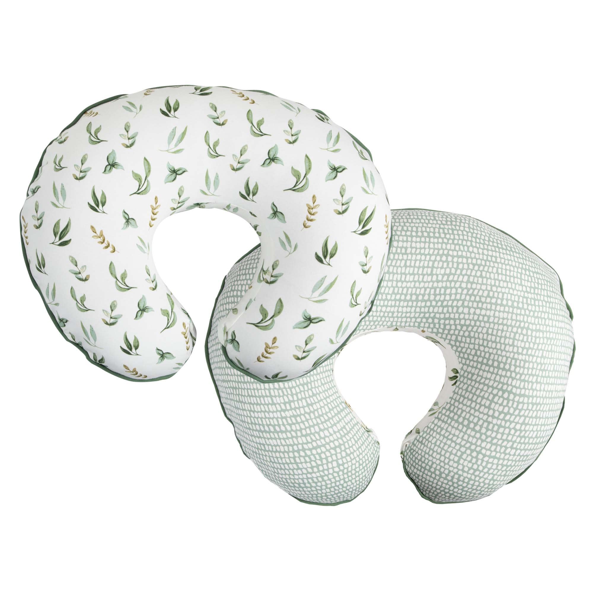 Boppy Nursing Pillow Original Support, Gray Taupe Leaves, Ergonomic Nursing Essentials & Organic Original Support Nursing Pillow Cover, Green Little Leaves
