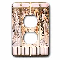 lsp_240739_6 Image of Famous French Four Seasons Mucha Collage Plug Outlet Cover, Multicolor