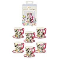 Talking Tables Truly Alice Alice in Wonderland Mad Hatter Party Cup Set with Handle and Saucers in 3 Designs for a Tea Party or Birthday