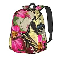 butterfly and Flower 17 Inch Backpack for man woman with Side Pocket laptop backpack casual backpack for Travel