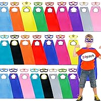 iROLEWIN Star Superhero-Capes and Masks for Kids Super-Hero Capes Bulk 12 Pack Toddler Dress-Up Costumes Halloween Party Toys