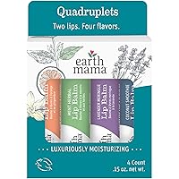 Earth Mama Lip Balm Quadruplets 4-Pack | No Petroleum, Artificial Colors or Flavors