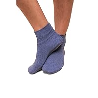 Cottonique Latex-Free Organic Cotton Adult Booties for Allergic Contact Dermatitis (2pairs/pack | Melange Blue)