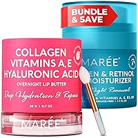 MAREE Moisturizing Bundle - Nourishing Lip Mask & Hydrating Collagen Cream for Anti Wrinkle Moisturizer & Overnight Lip Balm