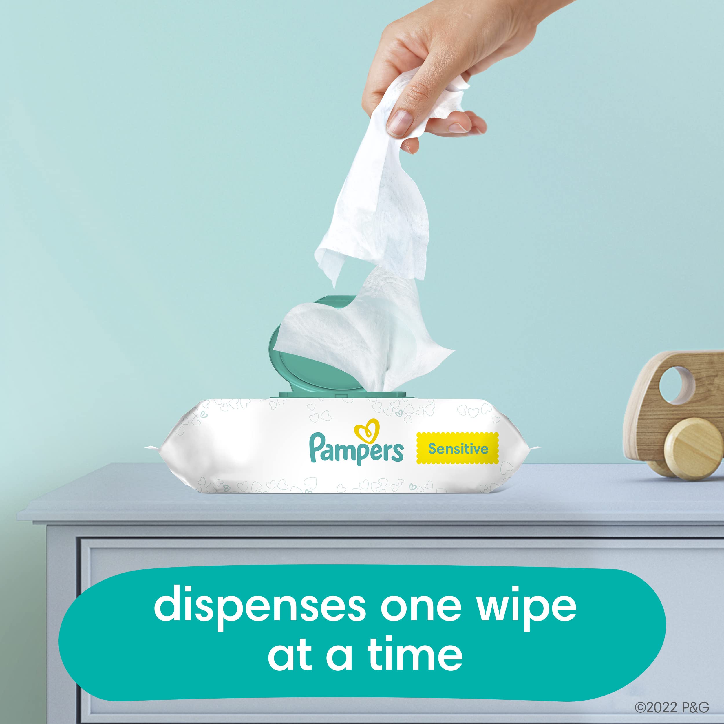 Baby Wipes Fitment, 504 count - Pampers Sensitive Water Based Hypoallergenic and Unscented Baby Wipes (Packaging May Vary)