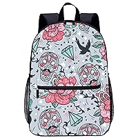 Diamond Skull 17 Inch Laptop Backpack Large Capacity Daypack Travel Shoulder Bag for Men&Women