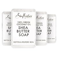 SheaMoisture Shea Butter Soap for All Skin Types 100 percent Virgin Coconut Oil Cruelty Free Skin Care 8 oz 4 Count