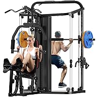 Multifunction Home Gym System with Cable Crossover System, Smith Machine with 138LB Weight Stack, Leg Press, LAT Station for Full Body Workout Equipment
