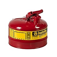7125100 Type I Galvanized Steel Flammables Safety Can, 2.5 Gallon Capacity, Red