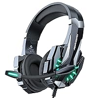 Hunterspider Gaming Headset, Gaming Headphones with Microphone, Noise Cancelling Stereo 7.1 Surround Sound Headset with Mic for PS4 PS5 PC Xbox MAC (Adapter Not Included)