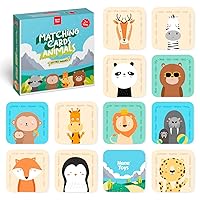 Nene Toys Animal Matching Cards - Memory Game for Kids 2-5 Years - Multilingual Educational Game with Complexity Levels for Cognitive Development in Toddlers 2+ Years - Gift for Boys Girls [40 Cards]