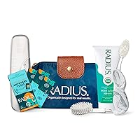 RADIUS Big Clean Deluxe Oral Care Gift Set (Big Brush With Replaceable Head Right Hand, Mint Aloe Neem Organic Toothpaste, Vegan Xylitol Mint Floss, Travel Case), 1 Count