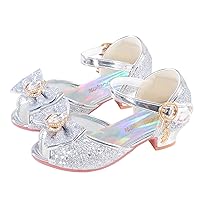 Shoes Girls Sparkle Mary Jane Low Heel Shoes Princess Flower Wedding Party Dress Shoes
