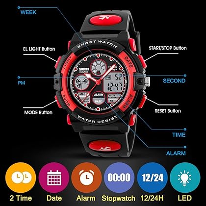 cofuo Kids Digital Sport Watch, Boys Girls Waterproof Sports Outdoor Watches Children Casual Electronic Analog Quartz Wrist Watches with Alarm Stopwatch