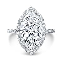 Siyaa Gems 4.90 CT Marquise Cut Solitaire Moissanite Engagement Ring, VVS1 4 Prong Irene Knife-Edge Silver Wedding Ring, Woman Gift Promise Gift