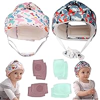 Baby Safety Helmet Infant Toddler Breathable & Adjustable Head Cushion Bumper Bonnet for Running Walking Crawling with Soft Knee Pads