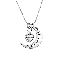Creamation Jewelry Keepsake Memorial Necklace Love You To the Moon and Back Urn Necklace For Ashes