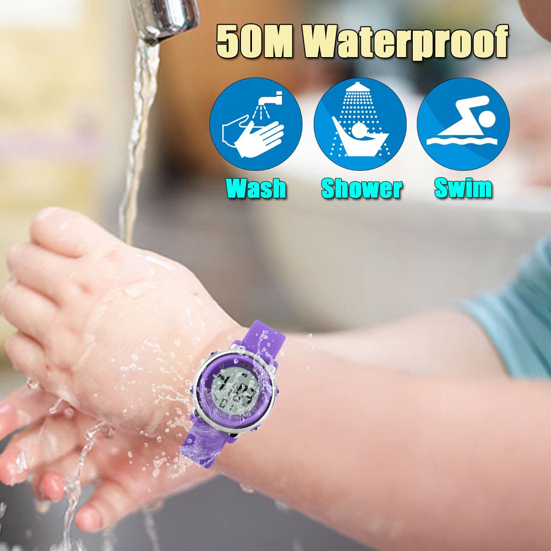 Kid Watch Multi Function 50M Waterproof Sport LED Alarm Stopwatch Digital Child Wristwatch for Boy Girl