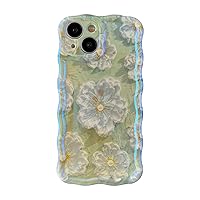 Caseative Retro Oil Painting Flower Floral Pattern Compatible with iPhone Case (Green,iPhone 11 Pro Max)