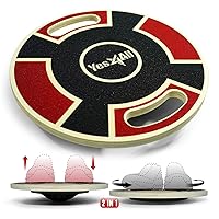 Yes4All Wooden Wobble Balance Board - 2in1 Wobble Board & Twisting Disc - Exercise Balance Stability Trainer with Handles (Red/Black)