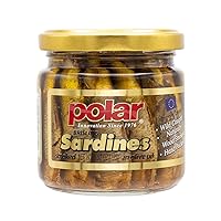 MW Polar Smoked Brisling Sardines in Olive Oil in glass Jar, Wild Caught, Kosher Certified, Natural Source of Omega 3, Hand Packed, Keto Friendly, Ready to Eat 6.52 oz (Pack of 12)