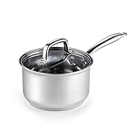 Cook N Home 2608 Lid 3-Quart Stainless Steel Saucepan, Silver