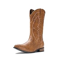 IUV Cowboy Boots For Men Western Boot Embroidered Pointy Toe Traditional Hunting Working Boots
