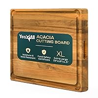 Yes4All Durable Acacia Cutting Boards for Kitchen, [24''Lx15''Wx1.5” Thick] Extra Large Edge Grain Cutting Board, Pre Oiled Wood Cutting Board, Thick Chopping Board w/Juice Grooves & Easy Grip Handle