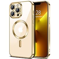 Hython Magnetic Clear Case for iPhone 13 Pro Max Case with Camera Lens Protector [Compatible with MagSafe] Luxury Plating Edge Slim Soft TPU Cover Protective Phone Case for 13 Pro Max 6.7